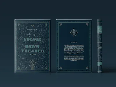 Dawn Treader Cover book compass cover intricate line nautical navy ornate pattern tuscan