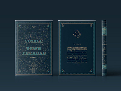 Dawn Treader Cover book compass cover intricate line nautical navy ornate pattern tuscan