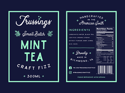 Trussings Mint Tea Label branding hand drawn hand lettering label lettering logo logo design packaging soda typography