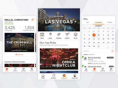 Caesars Mobile App android app calendar cards casino fjord gambling hotel ios las vegas mobile ui