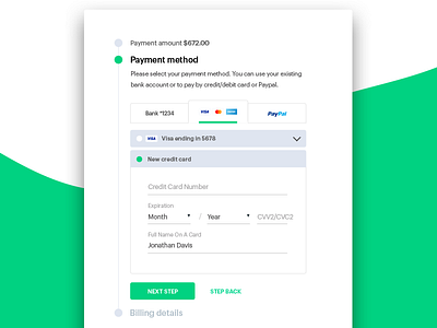 Payment card credit payment paypal ui ux visa