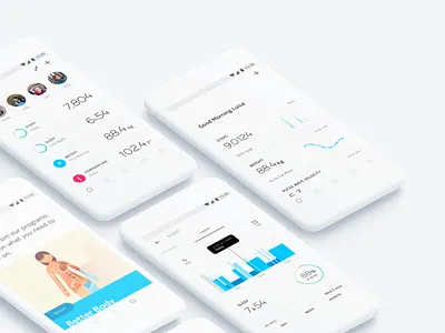 Nokia Health Mate (Android) blue dashboard data diagnosis health illustration minimalist nokia weight withings