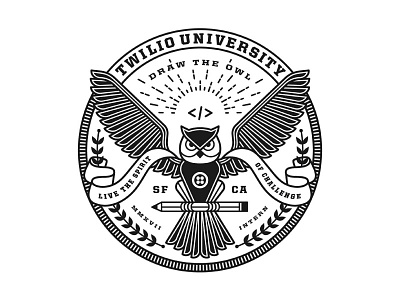 Twilio University (Internship Program) 2017 2016 badge code education heraldry intern internship logo owl shield twilio university