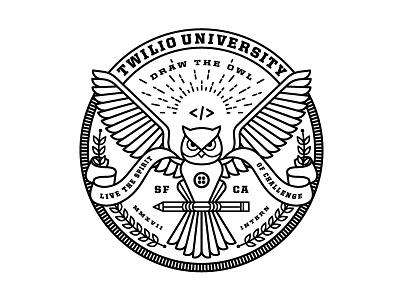 Twilio University (Internship Program) 2017 2016 badge code education heraldry intern internship logo owl shield twilio university