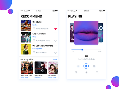 Music app flat ios ui