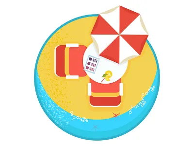 Cafe On The Beach background beach design flat graphic illustration sandy sea summer sun umbrella vector