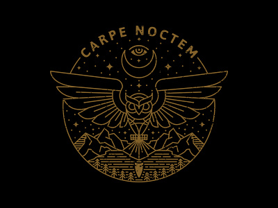 Carpe Noctem adventure badge carpe noctem latin monoline mountains night owl