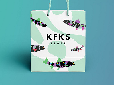 KFKS store 2d active color design digital fish graphic design illustration nyc style water