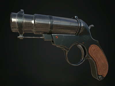 Flare gun 3D model 3d 3dsmax baking concept game gamedev hipoy substancepainter texturing