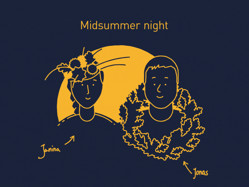 Midsummer night animation character lineart lithuania night