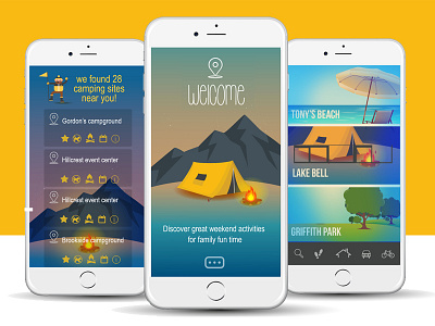 Hiking android app colors design illustration ios mobile ui ux