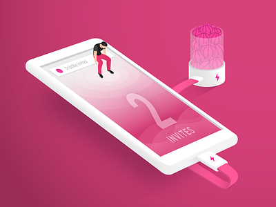 2 Dribbble Invites 3d dribbble illustration invites isometric perspective