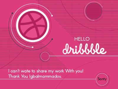 Hello Dribbble First Shot debut dribble debut first illustration invitation shot thanks