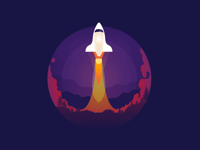 Rocket animation flat gif gradient motion night rocket vector