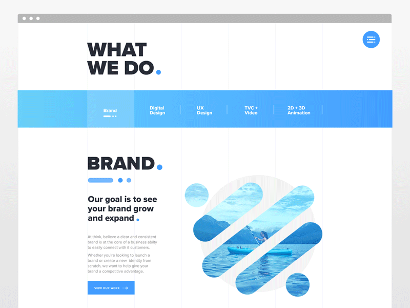 Creative Studio Exploration UI Layout animation brand gif interface layout studio ui ux web website