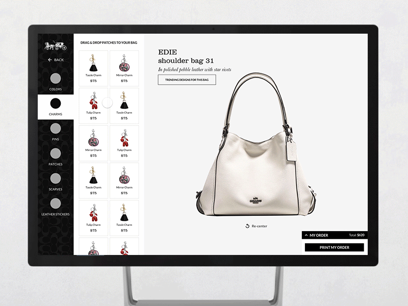 Drag & Drop Accessory Editor customizer drag and drop fashion framer interaction design prototype surface studio ui