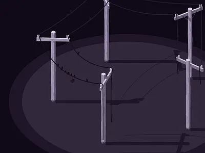 Birds On A Wire isometric sentry telephone pole