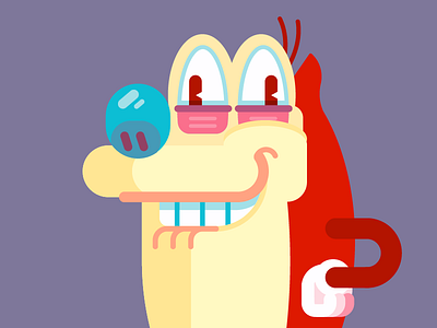 Stimpy cartoons character fan art geometric happy loco vector