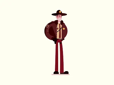 Lou cartoon character cop design fargo graphic illustration lou show tv vector