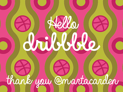 Hello Dribble green hello dribble patterns pink retro vintage