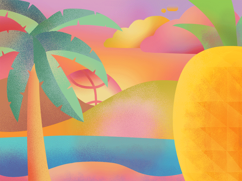 Aloha Dribbble! island palm tree pineapple summer