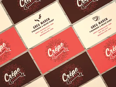 Crepe Escape Business Cards branding business cards creperie crepes hudson valley icons illustrations logo new york small business upstate new york