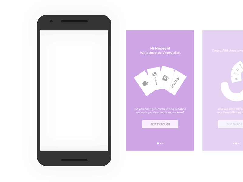 Vee Wallet Application Onboarding adobeawards app gift cards mobile online purple redeem shopping wallet