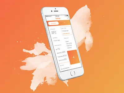 Fishlist - aquarium management app app contept dashboard fish illustration interface ios minimalist orange ui ux watercolor