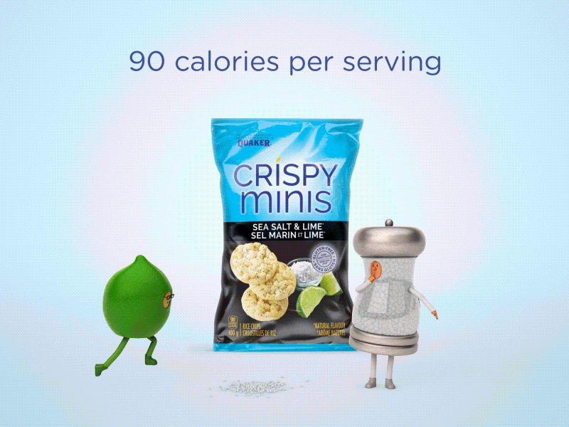 Crispy Minis - Sea Salt & Lime 3d animation cgi character chips gif illustration lime salt