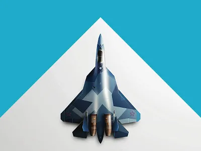 Fighter Jet Sukhoi T-50 - Vector Illustration aircraft design fighter aircraft fighter jet fighterjet illustration jet fighter jetfighter military realistic su sukhoi