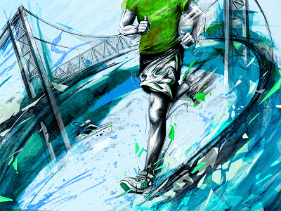 Commissioned Marathon Illustration (1/3) design digital illustration manning marathon running sports traditional unique vibrant
