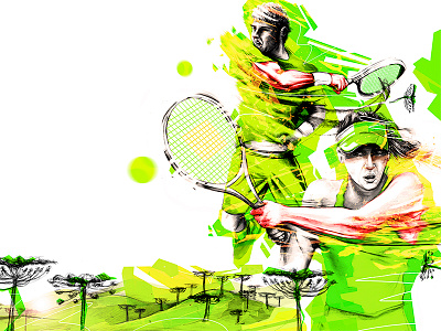 Commissioned Tennis Illustration (1/2) abstract brazil campos design digital dynamic illustration manning sports tennis traditional vibrant