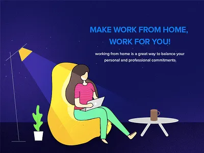 Work from home blog blue flock illustration purple vector wfh work from home