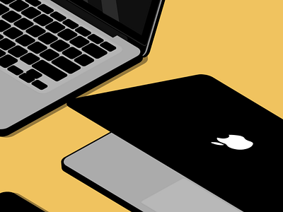 MacBook black cover illustration apple black computer design illustration laptop macbook yellow