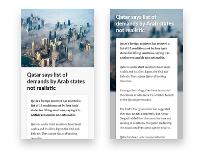 Single article - Mobile UI article media mobile news text typography ui ux