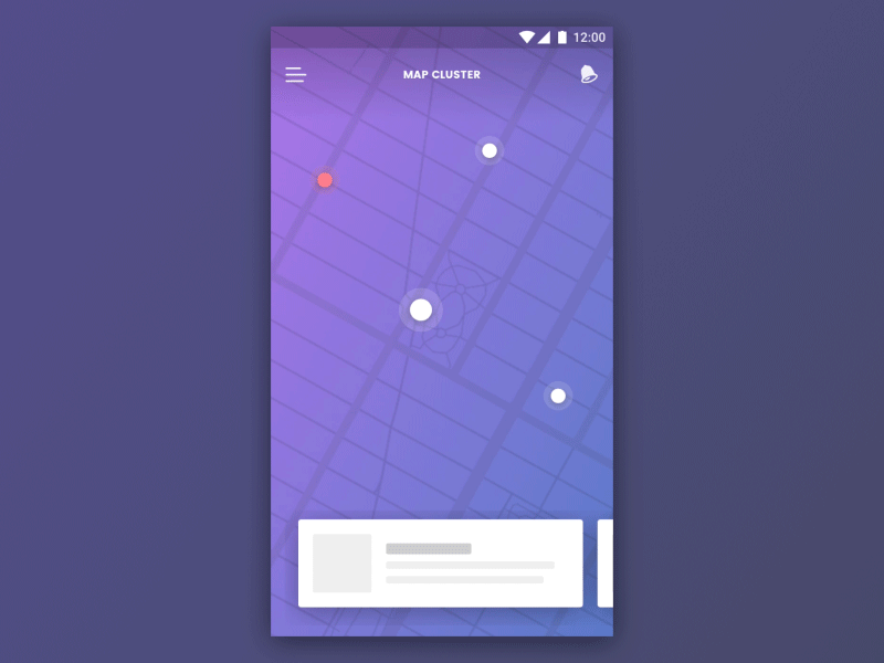 Map Marker Clustering 01 animation app cards clustering gif interaction map markers mobile