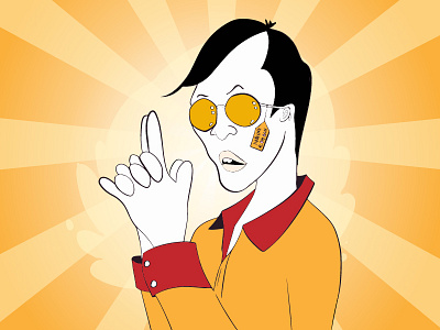 The Great Hero Alom cartoon character design face funny gun hero hero alom james bond male mockery sunglass yellow