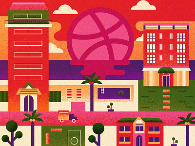 Dribbble beach debut first shot illustration tropical vectors