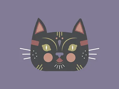 Ozzy black cat decorative illustration mask meow
