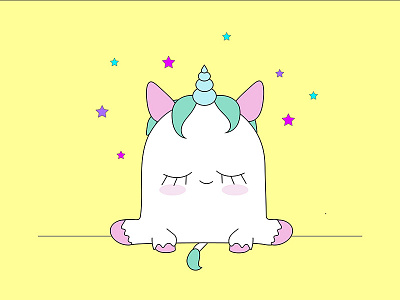 Sleepy Unicorn Cutie character design illustration magic unicorn vector