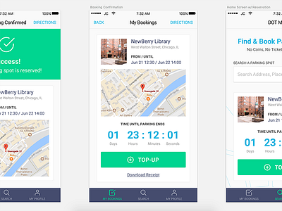 Parking Meter iOS App app booking confirmation ios mobile parking reservation sketch