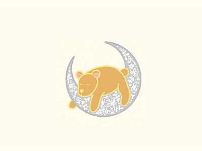 Moon Bear bear crescent moon enamel pin enamel pin design floral floral pattern forest animals illustration moon woodland