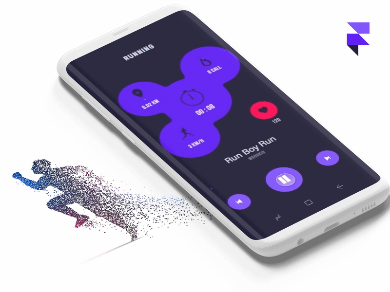 Music Runner App animation app calories concept debut shot framer gooey effects motion music runner sport stats