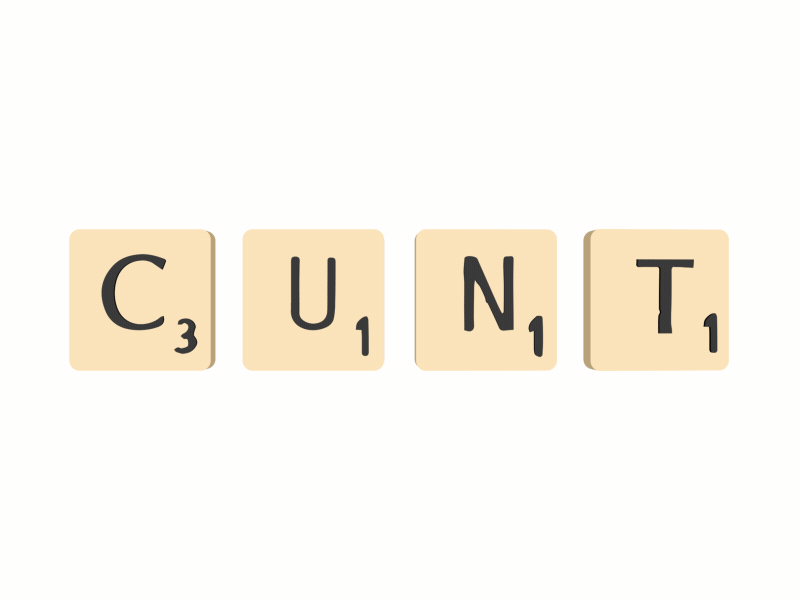 Swear words in 3D - CUNT 3d 4d cinema cunt scrabble swear tiles