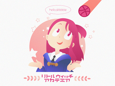 Hello,dribbble debut hello illustration invite little witch