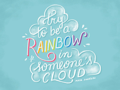 Rainbow - Flattering brush clouds custom type lettering lgbt photoshop rainbow script shadow