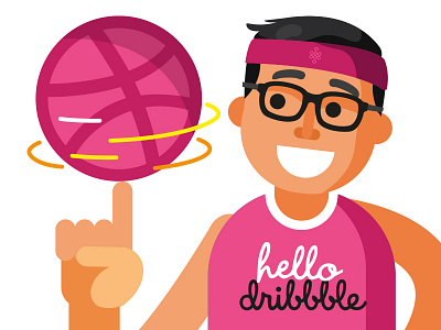 Hello Dribbble design dribbbleinvite first flat flatdesign hello illustration illustrator invitation invite shot