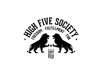 High Five Society freedom fulfillment fun graphic design high five lions logo design society