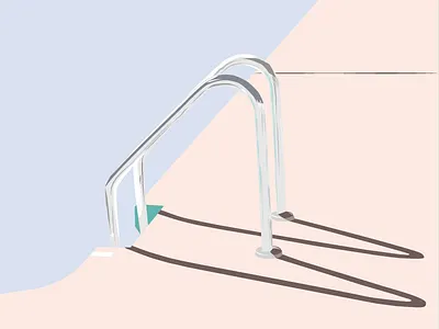 The Smell of Summer illustration lights and shadows swimming pool