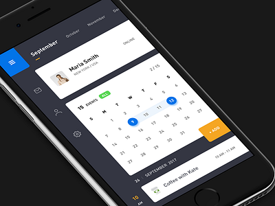 Calendar 33/90 calendar dark deal design flat ios iphone mobile ui ux